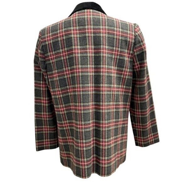 SAG HARBOR Vintage Plaid Wool Blend Single Breasted Blazer Size 10P - Picture 5 of 7